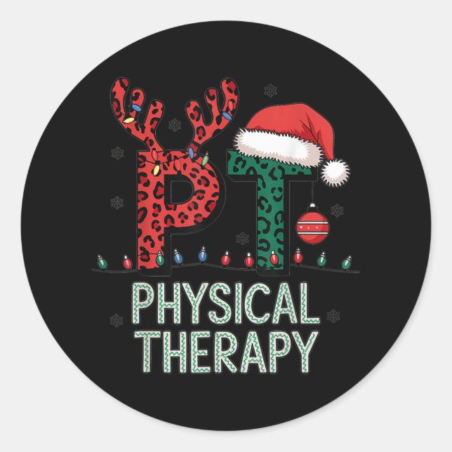 Physical Therapy Christmas Santa Hat Pt Therapist  Classic Round Sticker (Front)