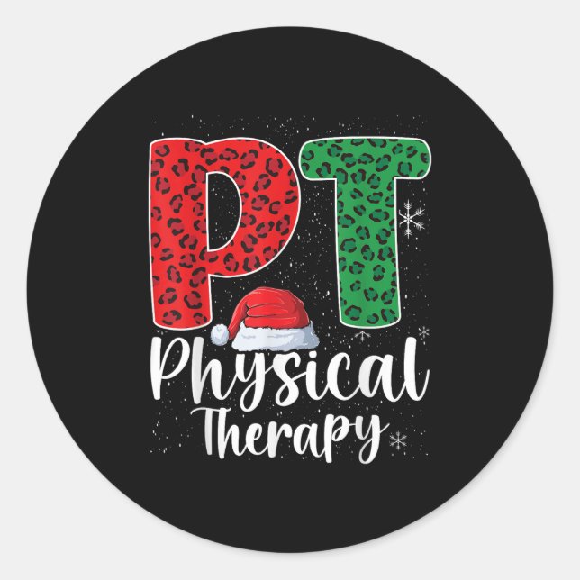 Physical Therapy Christmas Santa Hat Pt Therapist  Classic Round Sticker (Front)