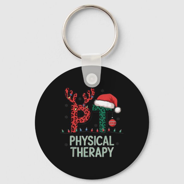 Physical Therapy Christmas Santa Hat Pt Therapist  Key Ring (Front)