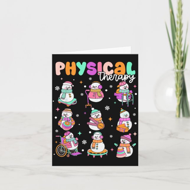 Physical Therapy Christmas Shirt Pt Christmas Snow Card (Front)