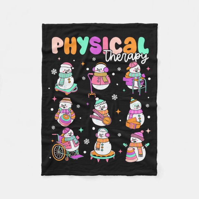 Physical Therapy Christmas Shirt Pt Christmas Snow Fleece Blanket (Front)