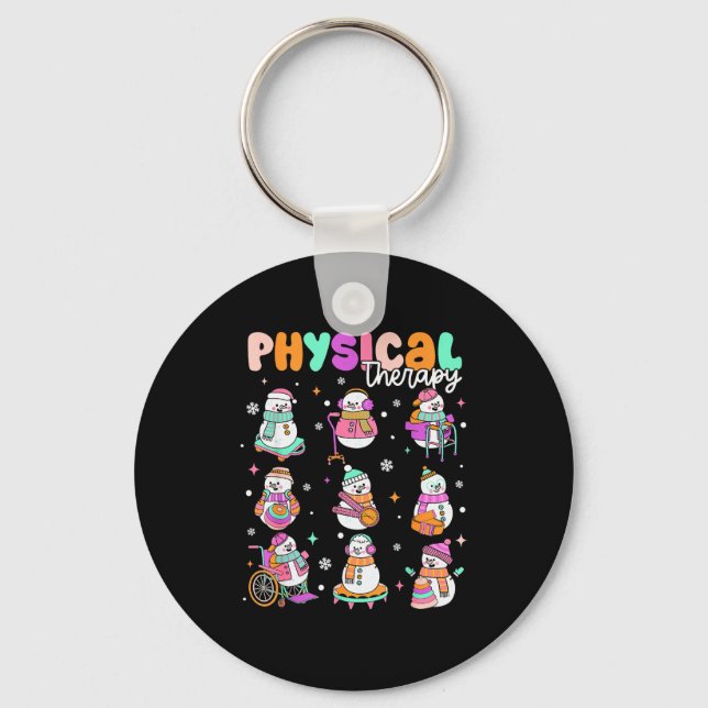 Physical Therapy Christmas Shirt Pt Christmas Snow Key Ring (Front)