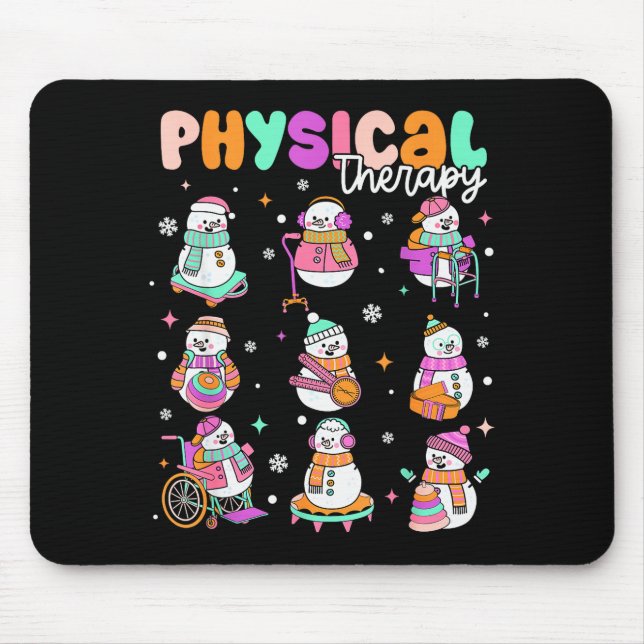 Physical Therapy Christmas Shirt Pt Christmas Snow Mouse Mat (Front)
