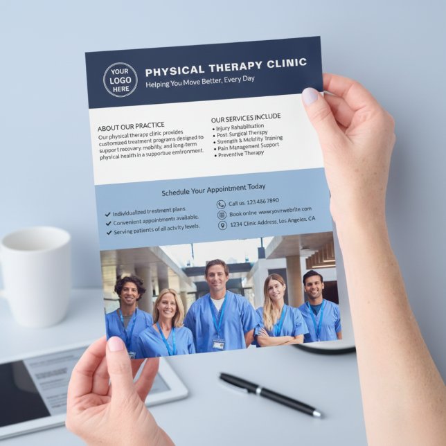 Physical Therapy Clinic Custom Logo Photo QR Flyer (Physical Therapy Clinic Custom Logo Photo QR Flyer)