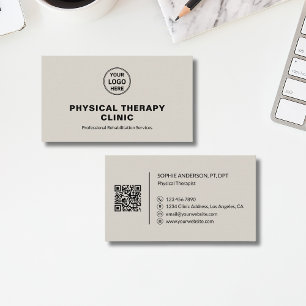 Physical Therapy Clinic Custom Logo QR Business Card