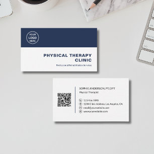 Physical Therapy Clinic Custom Logo QR Code Business Card