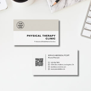 Physical Therapy Clinic Professional Logo QR Business Card