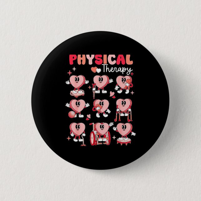 Physical Therapy Cute Candy Heart Valentines Pt Th 6 Cm Round Badge (Front)