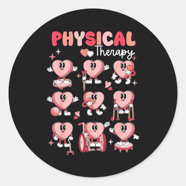 Physical Therapy Cute Candy Heart Valentines Pt Th Classic Round Sticker (Front)