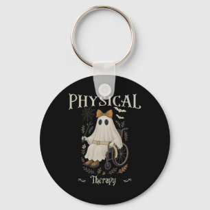 Physical Therapy Floral Ghost Spooky Halloween The Key Ring