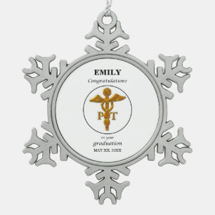 Physical Therapy Graduation Congratulations Snowflake Pewter Christmas Ornament