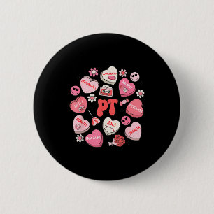 Physical Therapy Groovy Valentine's Day Heart Cand 6 Cm Round Badge