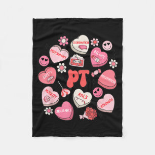 Physical Therapy Groovy Valentine's Day Heart Cand Fleece Blanket