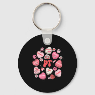 Physical Therapy Groovy Valentine's Day Heart Cand Key Ring