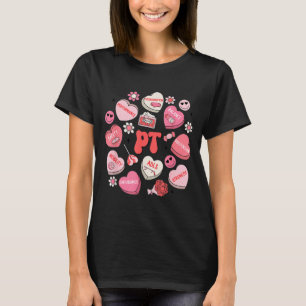 Physical Therapy Groovy Valentine's Day Heart Cand T-Shirt