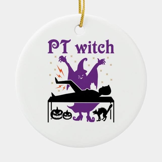 Physical Therapy Halloween PT Witch Ceramic Tree Decoration (Front)