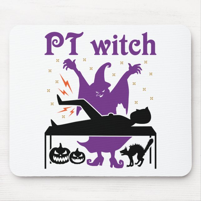 Physical Therapy Halloween PT Witch Mouse Mat (Front)