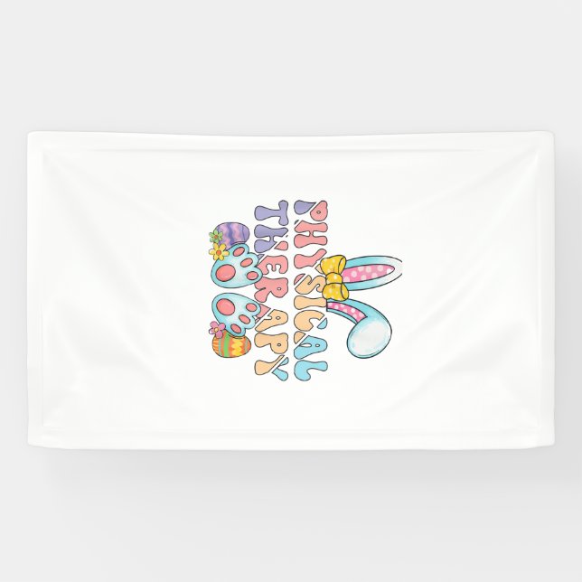 Physical Therapy Happy Easter Bunny Eggs PT Therap Banner (Horizontal)