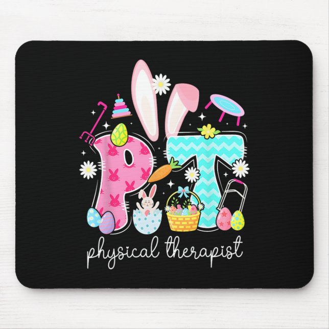 Physical Therapy Happy Easter Bunny Eggs Pt Therap Mouse Mat (Front)