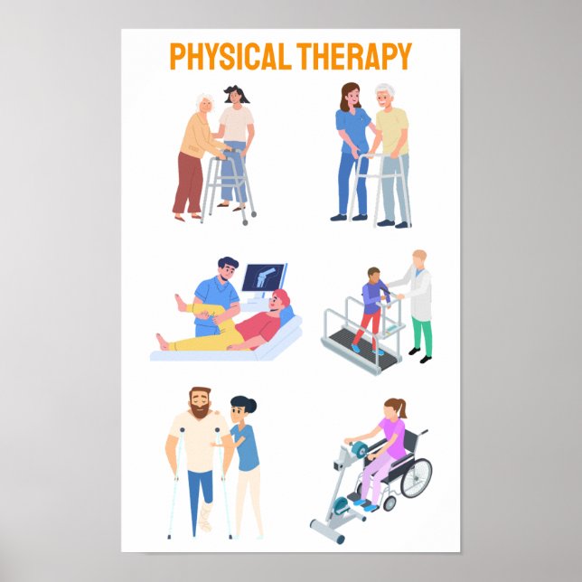 Physical Therapy Illustrations - Rehabilitation Poster (Front)
