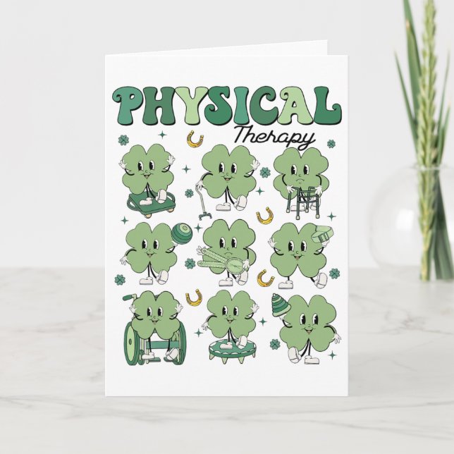 Physical Therapy Pt Funny Shamrock St Patricks Day Card (Front)