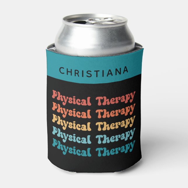 Physical Therapy PT Retro PT Grad Gifts Can Cooler (Can Front)