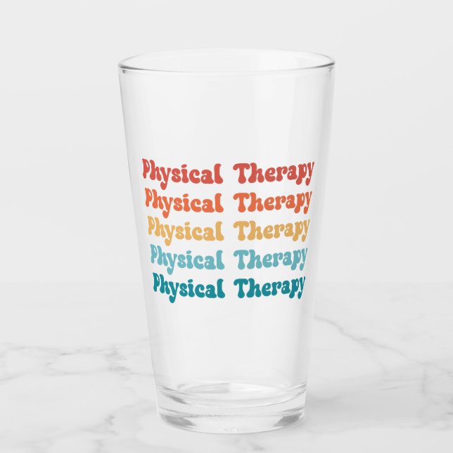 Physical Therapy PT Retro PT Grad Gifts Glass (Front)