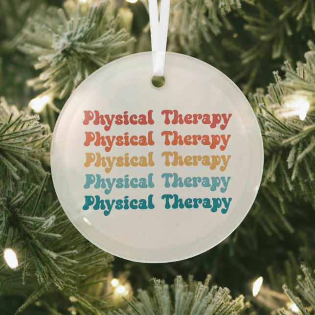 Physical Therapy PT Retro PT Grad Gifts Glass Tree Decoration (Insitu)