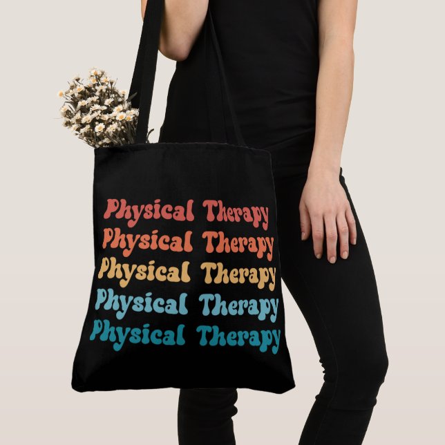 Physical Therapy PT Retro PT Grad Gifts Tote Bag (Close Up)