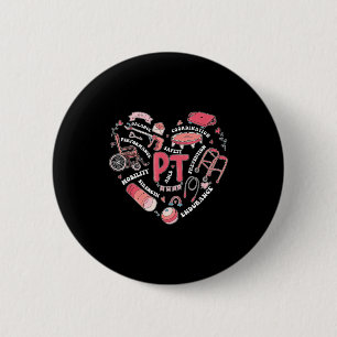 Physical Therapy Pt Valentine Heart Shape Physical 6 Cm Round Badge