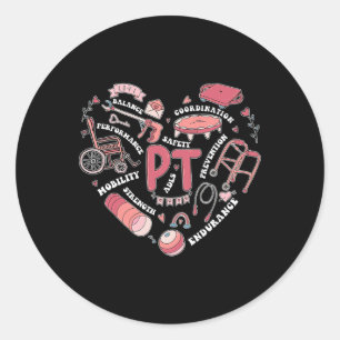 Physical Therapy Pt Valentine Heart Shape Physical Classic Round Sticker