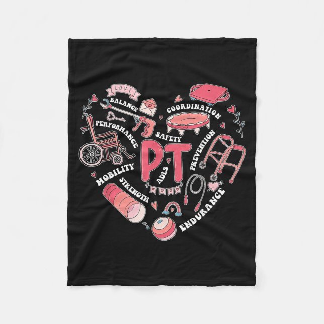 Physical Therapy Pt Valentine Heart Shape Physical Fleece Blanket (Front)