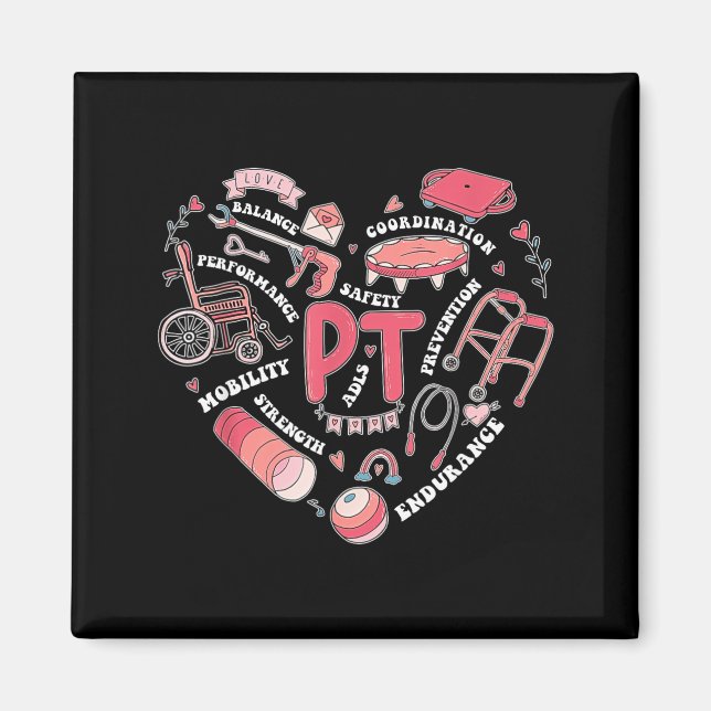 Physical Therapy Pt Valentine Heart Shape Physical Magnet (Front)