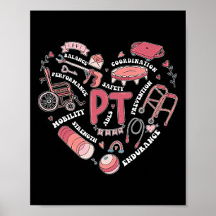Physical Therapy Pt Valentine Heart Shape Physical Poster