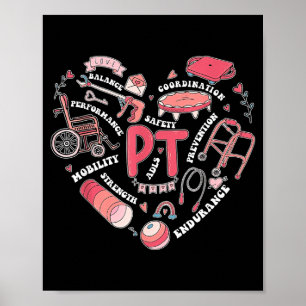 Physical Therapy Pt Valentine Heart Shape Physical Poster