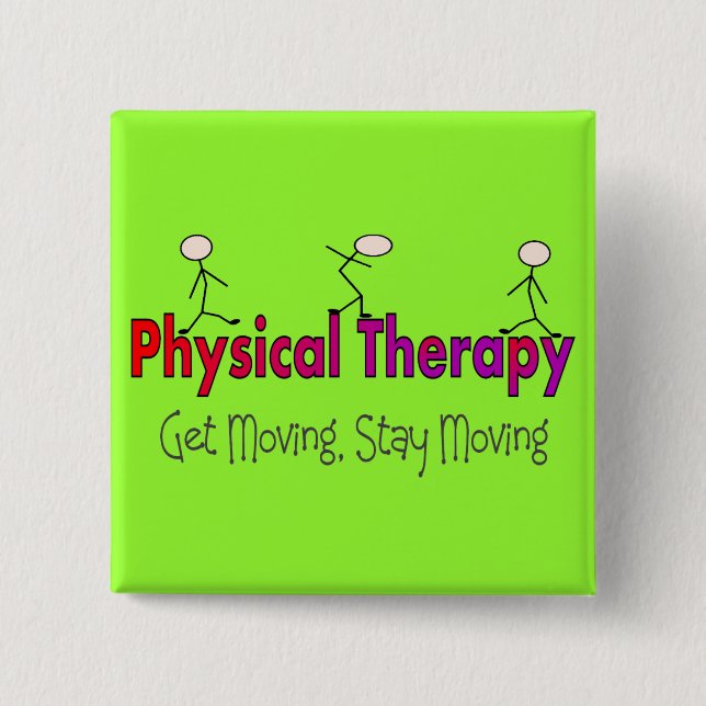 Physical Therapy Stick People Design 15 Cm Square Badge (Front)