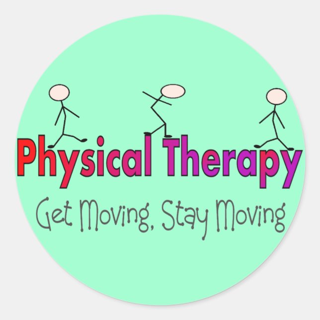 Physical Therapy Stick People Design Classic Round Sticker (Front)