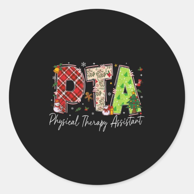 Physical Therapy Therast Istant Pta Santa Christma Classic Round Sticker (Front)