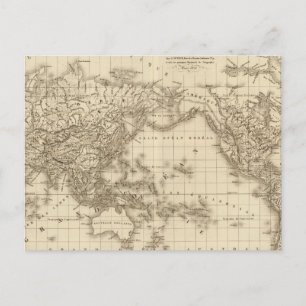 Physical world map postcard
