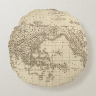 Physical world map round cushion