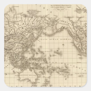 Physical world map square sticker