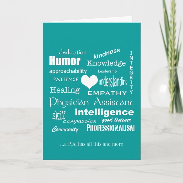 Physician Assistant Attributes/White Text Thank You Card (Front)