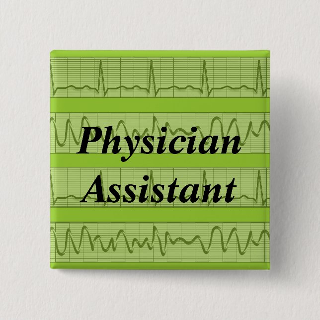 Physician Assistant Buttons Cardiac Rhythm Green (Front)