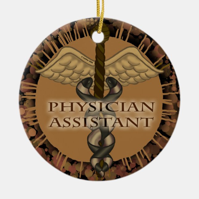 Physician Assistant Caduceus Ceramic Tree Decoration (Front)
