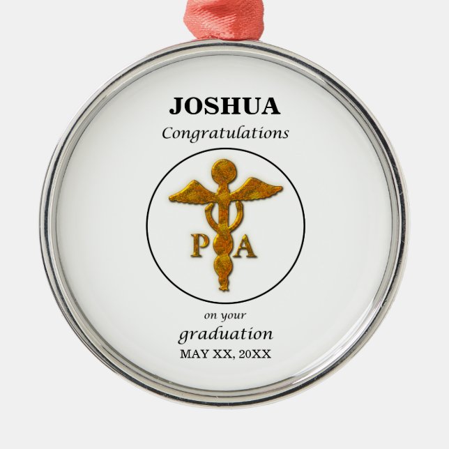 Physician Assistant Graduation Congratulations Metal Tree Decoration (Front)