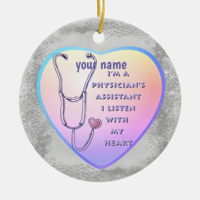 Physician Assistant Heart Ceramic Tree Decoration (Front)