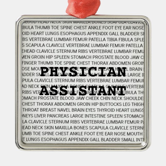 Physician Assistant Medical Terminology Christmas Metal Tree Decoration (Front)