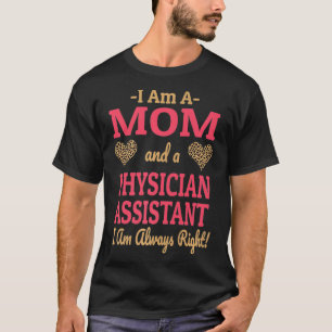 Physician Assistant Mom Leopard Print Hearts Cute T-Shirt