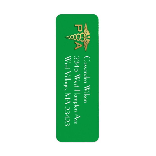 Physician Assistant PA Graduation Green Gold (Front)