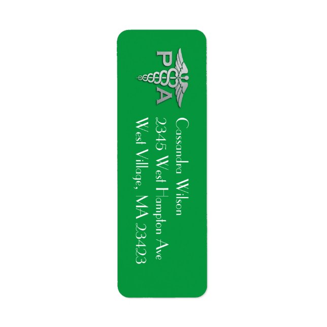 Physician Assistant PA Graduation Green Silver (Front)